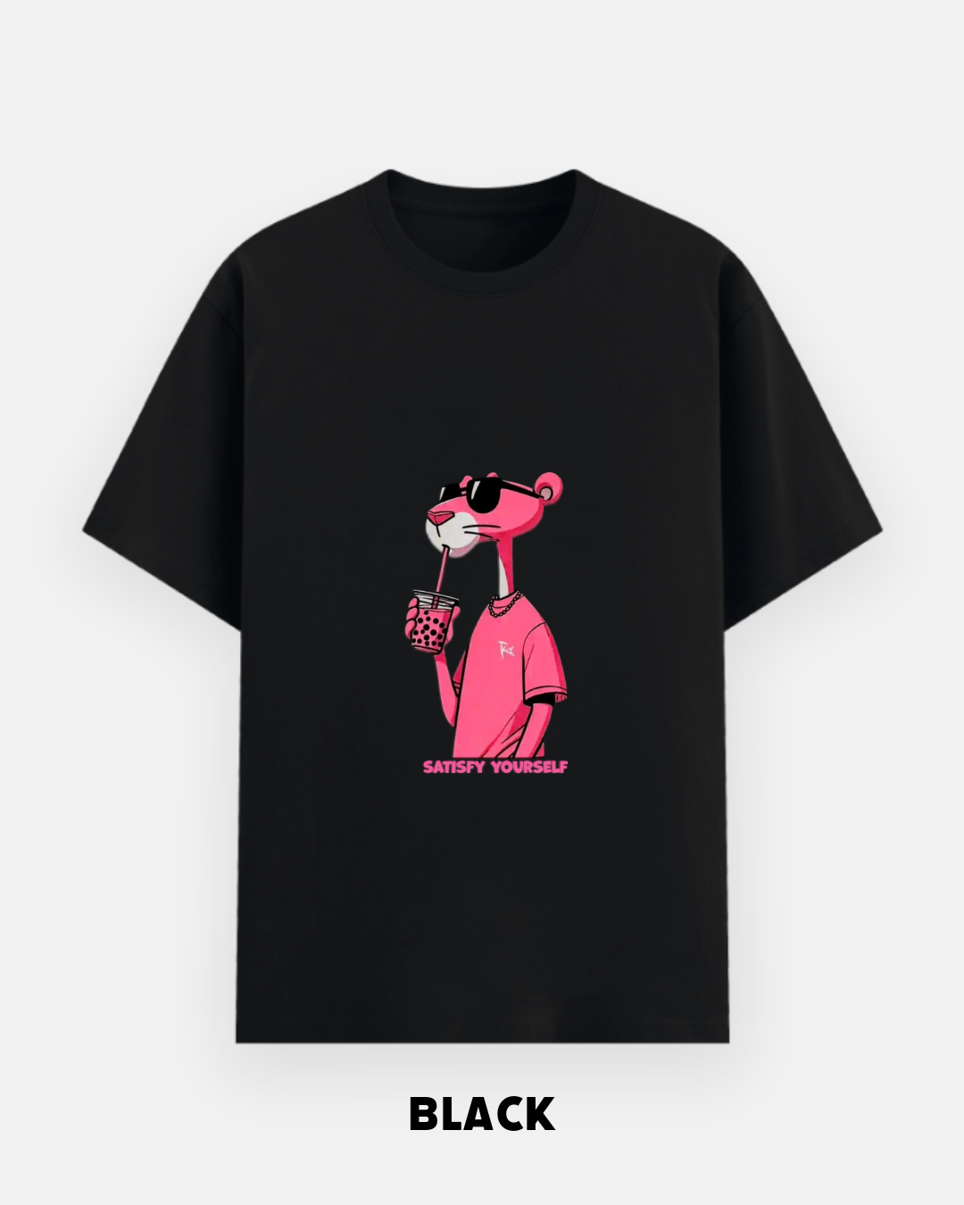 Pink Panther Satisfy Yourself Oversized T-Shirt | Funny Cartoon Graphic Tee | Let's Wears