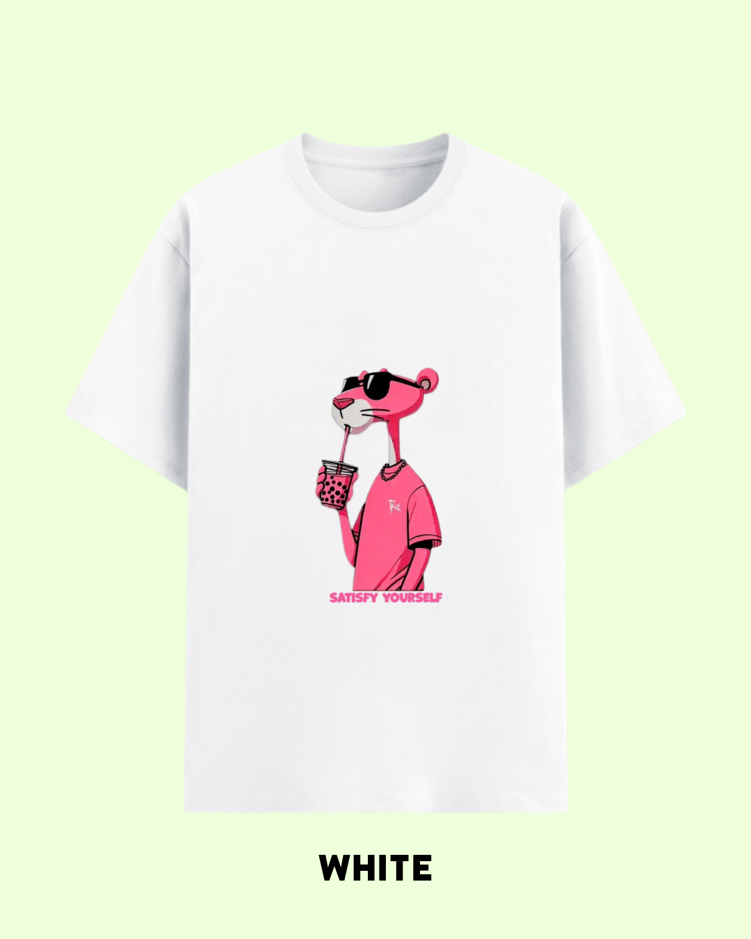 Pink Panther Satisfy Yourself Oversized T-Shirt | Funny Cartoon Graphic Tee | Let's Wears