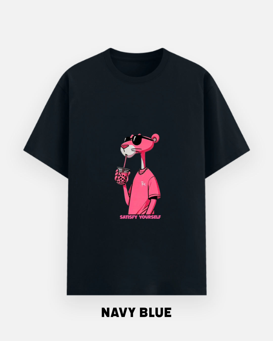 Pink Panther Satisfy Yourself Oversized T-Shirt | Funny Cartoon Graphic Tee | Let's Wears
