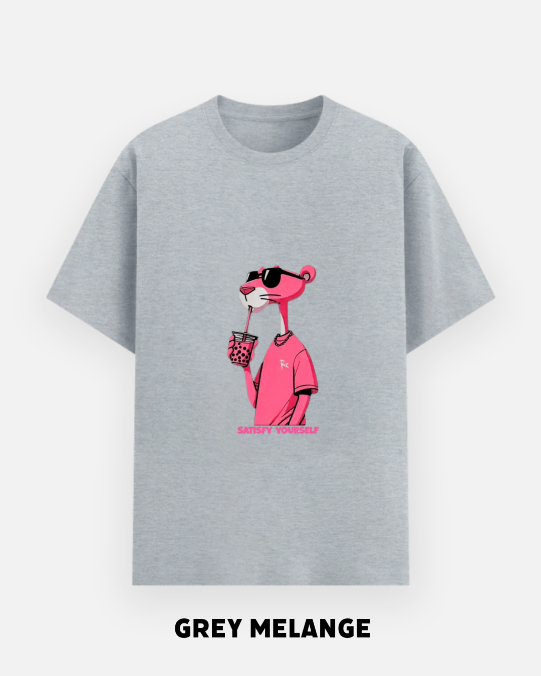 Pink Panther Satisfy Yourself Oversized T-Shirt | Funny Cartoon Graphic Tee | Let's Wears