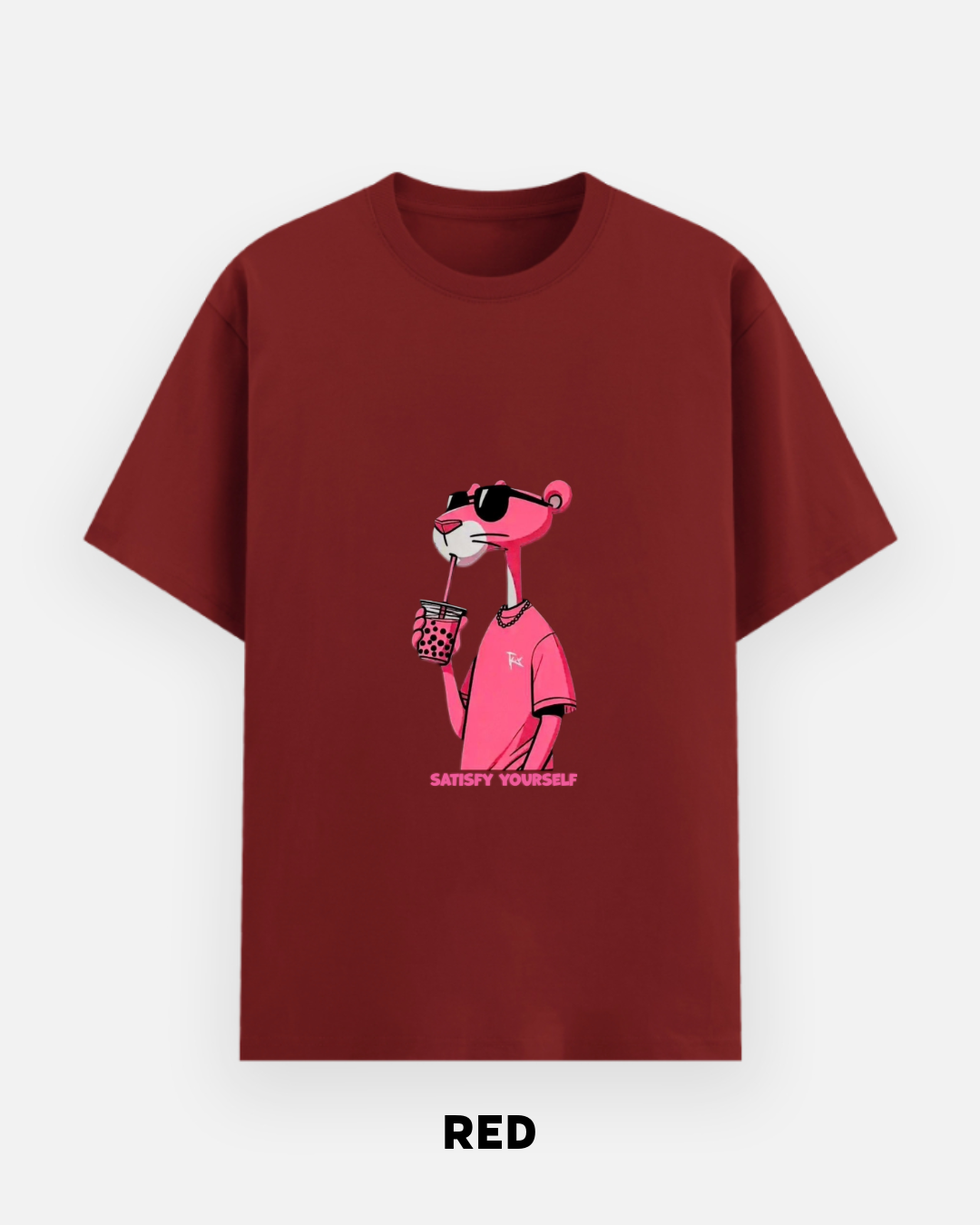 Pink Panther Satisfy Yourself Oversized T-Shirt | Funny Cartoon Graphic Tee | Let's Wears