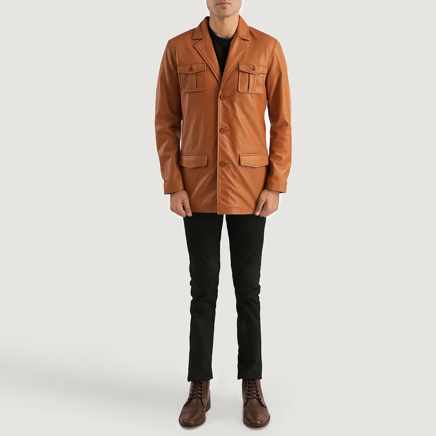 Ray Cutler Tan Brown Leather Blazer