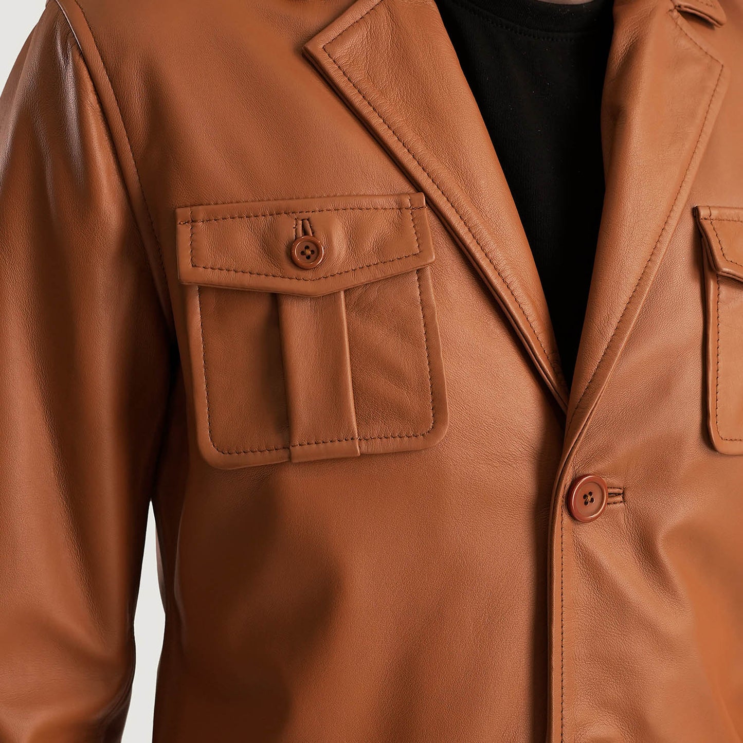 Ray Cutler Tan Brown Leather Blazer