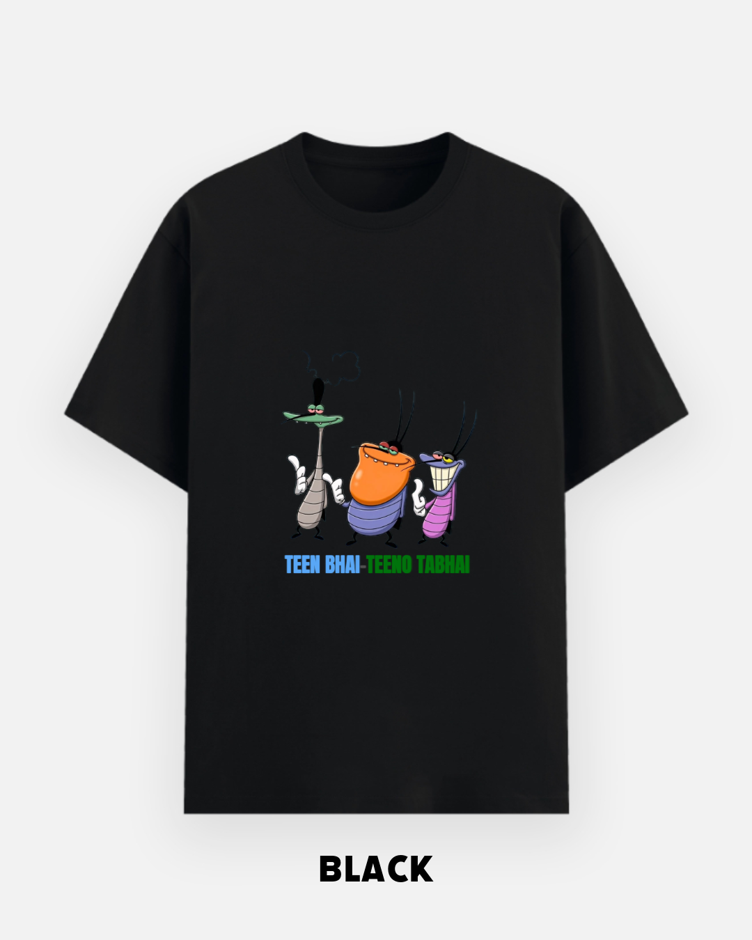 Teen Bhai Teeno Tabhai Oversized T-Shirt | Funny Cartoon by Let's Wears
