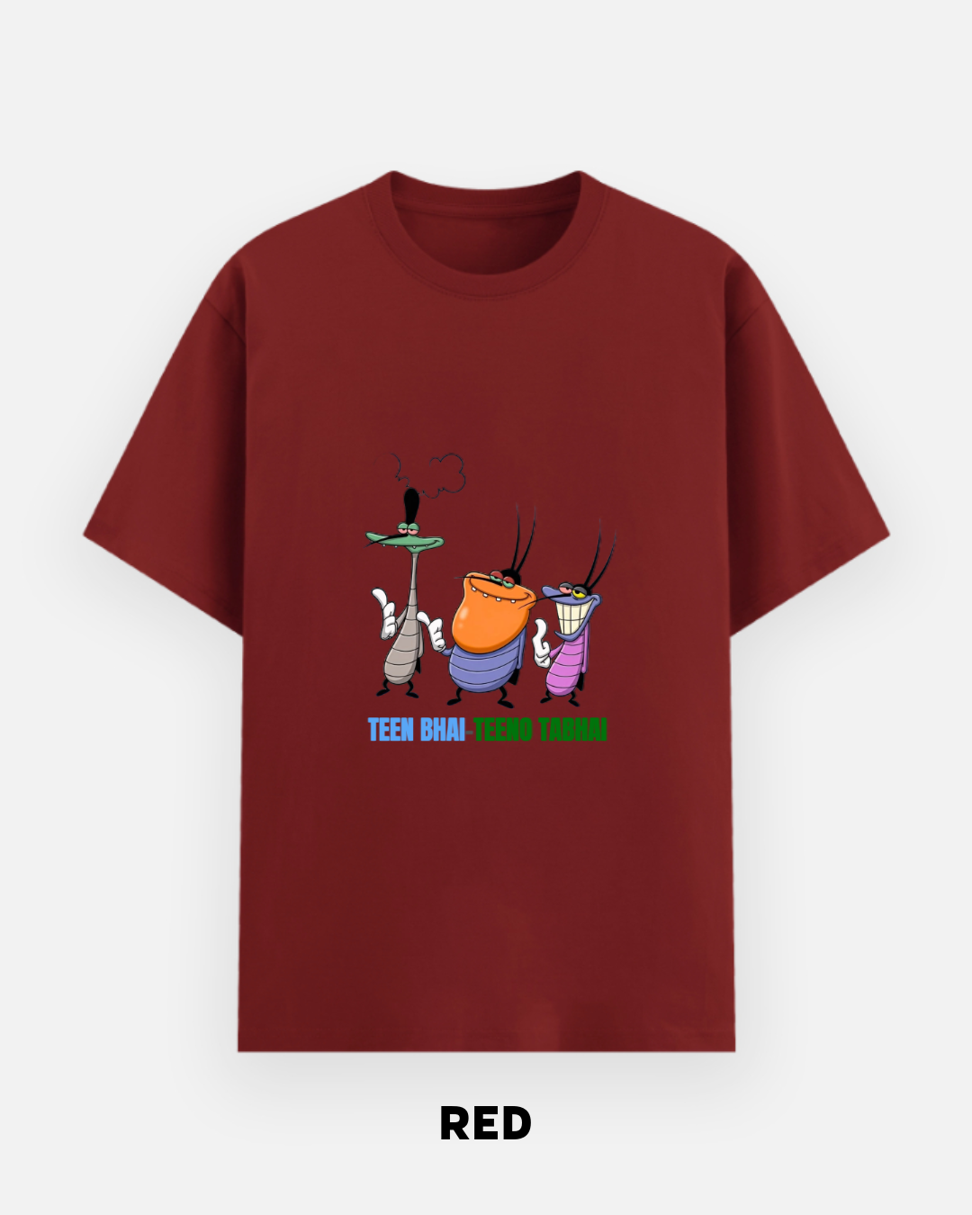 Teen Bhai Teeno Tabhai Oversized T-Shirt | Funny Cartoon by Let's Wears