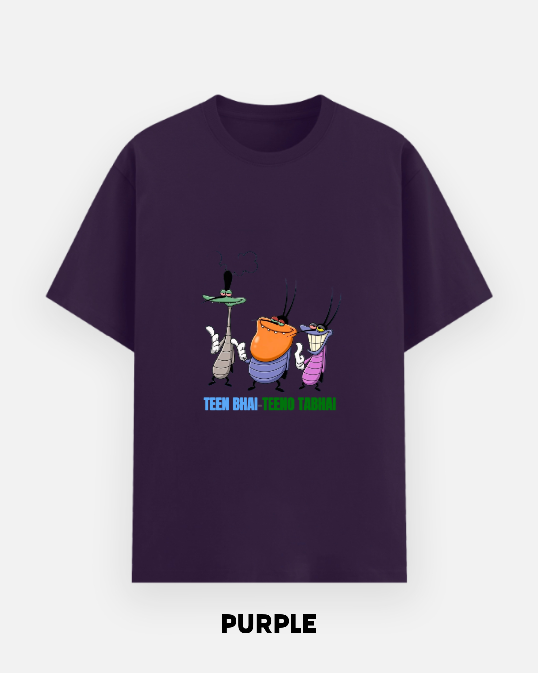 Teen Bhai Teeno Tabhai Oversized T-Shirt | Funny Cartoon by Let's Wears