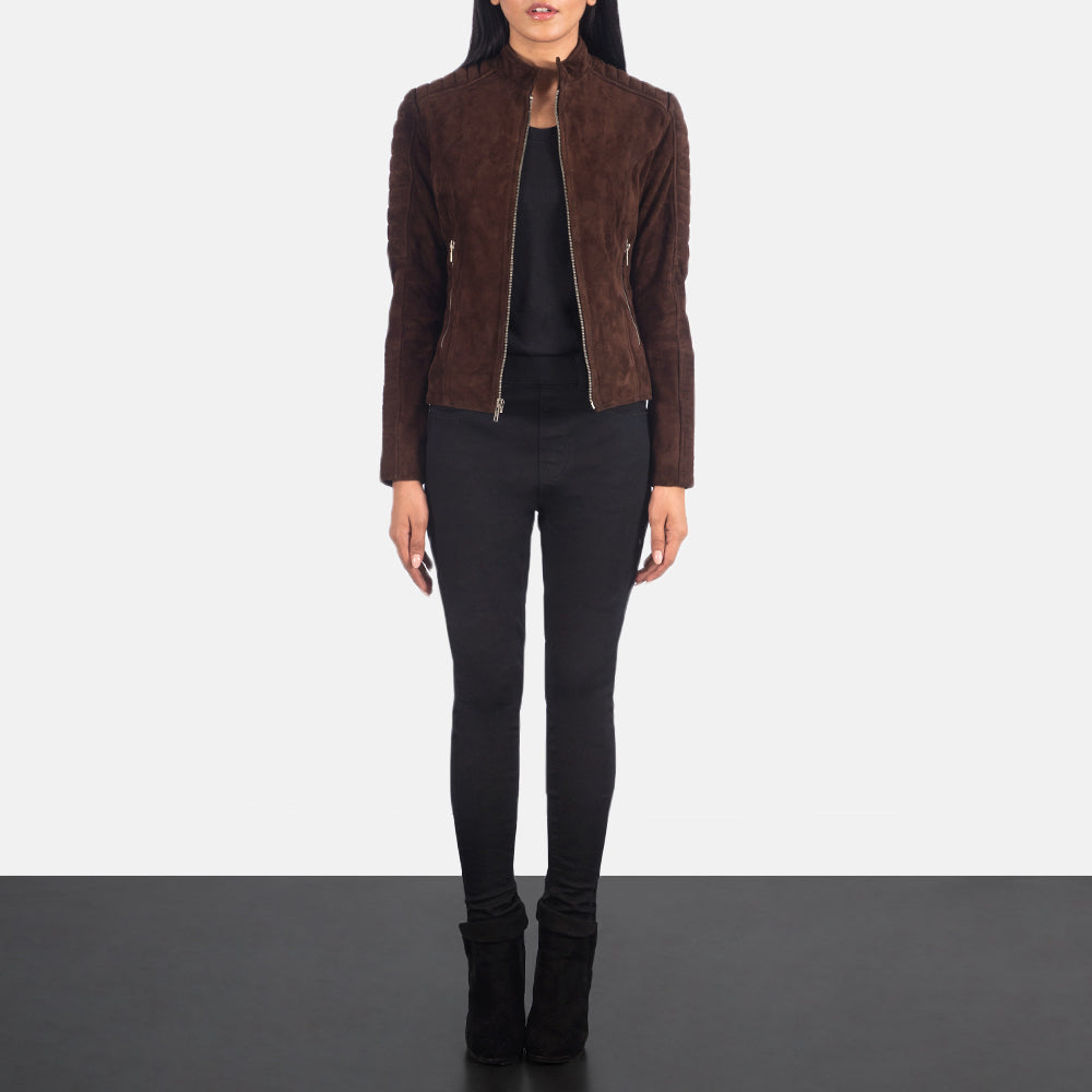 Adalyn Quilted Mocha Suede Biker Jacket