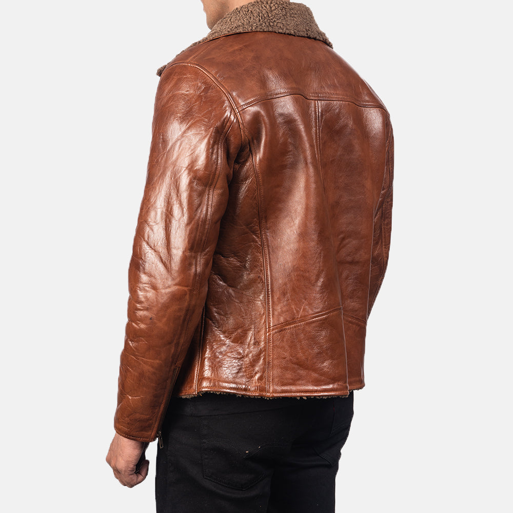 Alberto Shearling Brown Leather Jacket