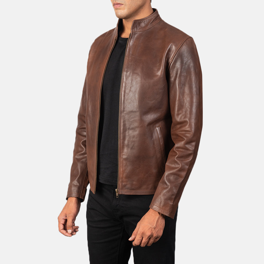 Alex Brown Leather Biker Jacket