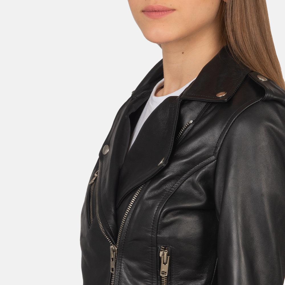 Alison Black Leather Biker Jacket