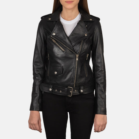 Alison Black Leather Biker Jacket