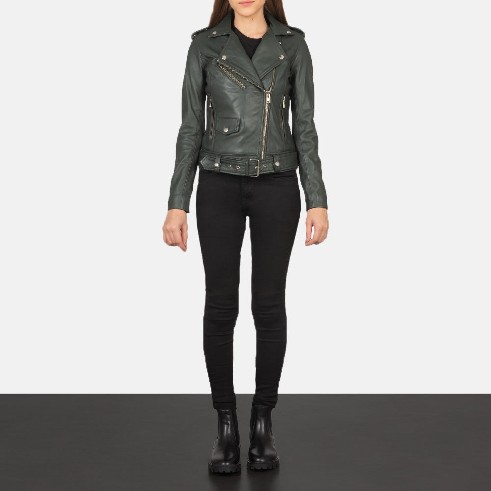 Alison Green Leather Biker Jacket