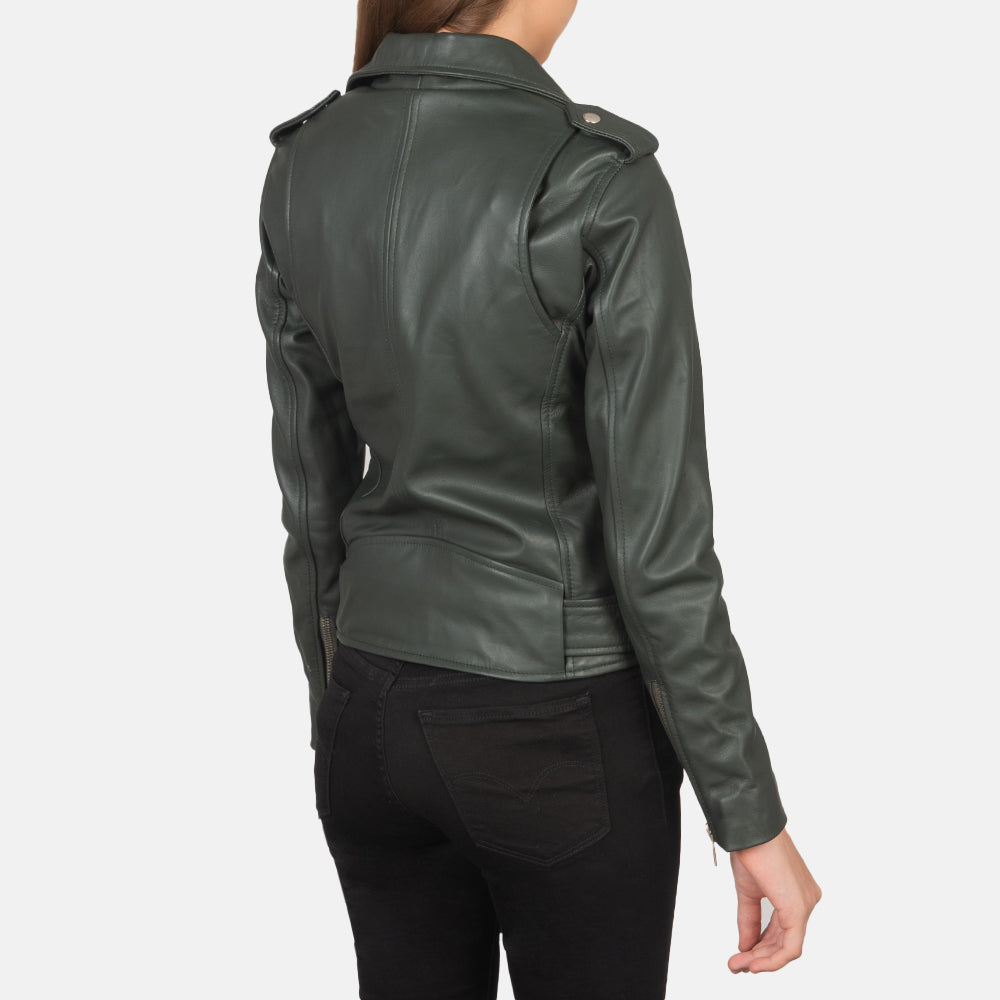 Alison Green Leather Biker Jacket