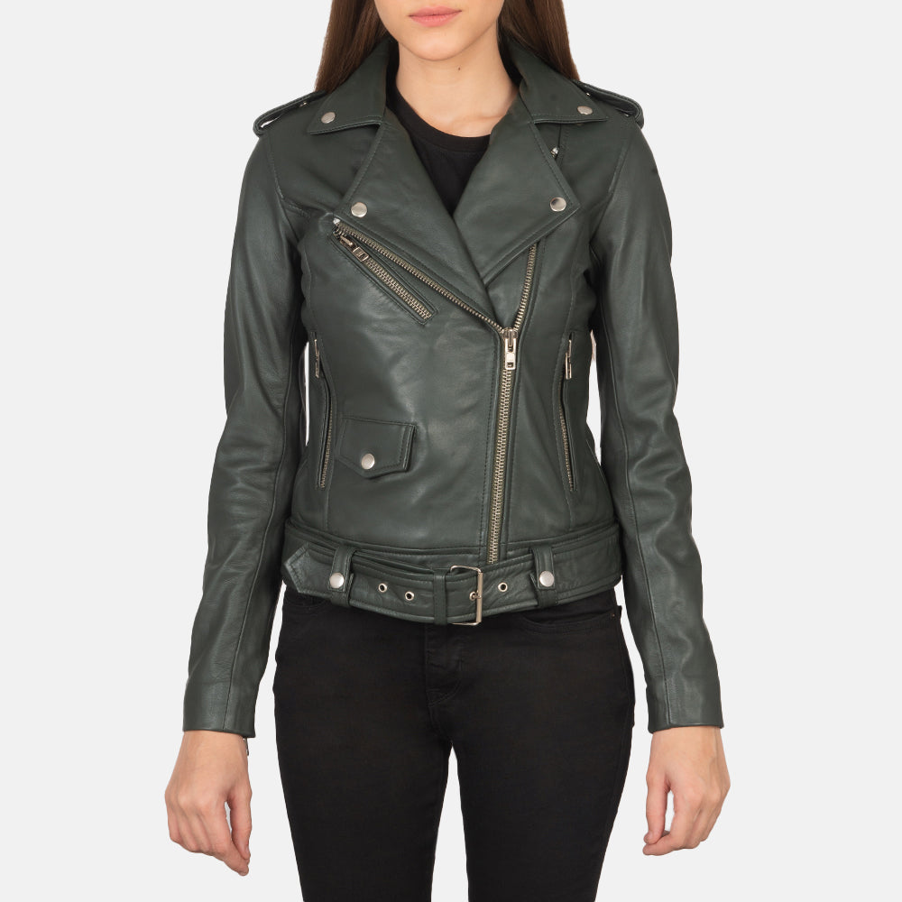 Alison Green Leather Biker Jacket