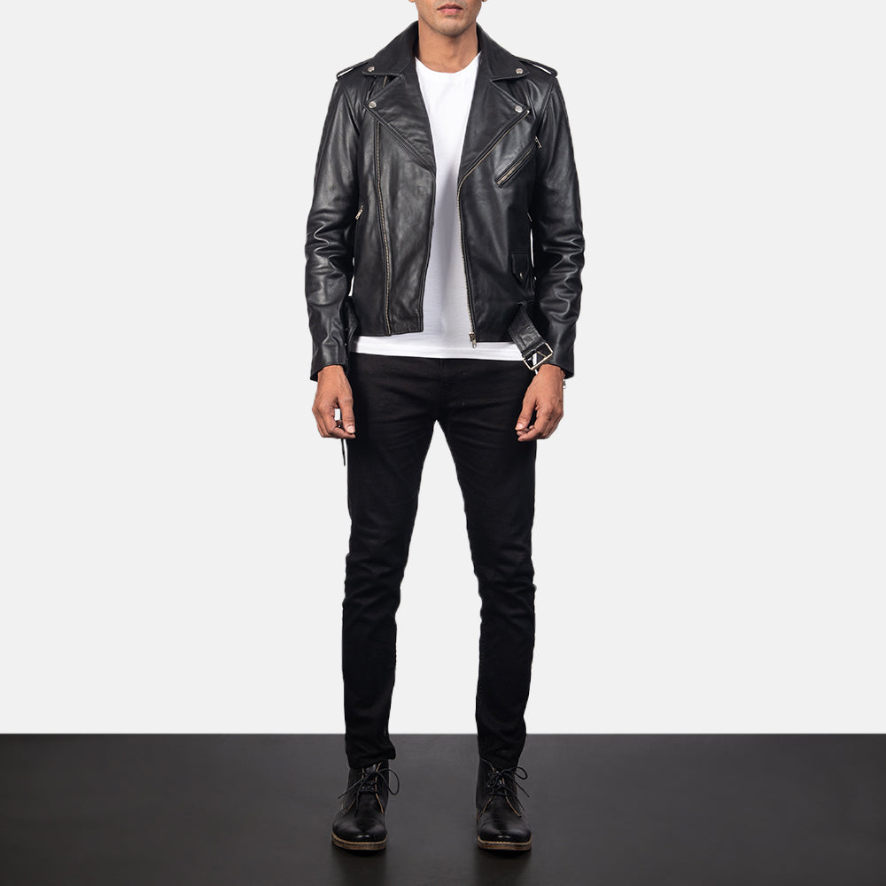 Allaric Alley Black Leather Biker Jacket