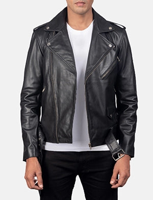 Allaric Alley Black Leather Biker Jacket