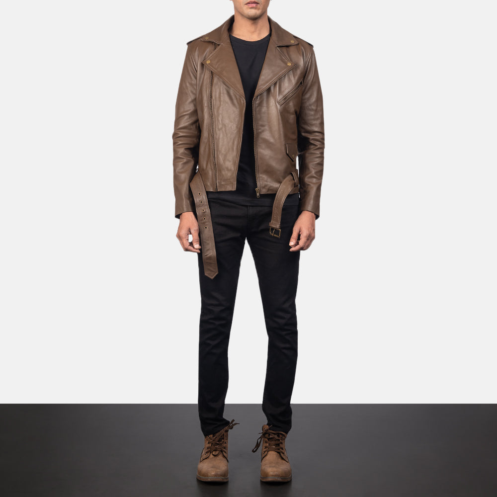 Allaric Alley Mocha Leather Biker Jacket