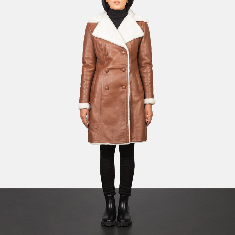 Amie Brown Double Breasted Shearling Coat