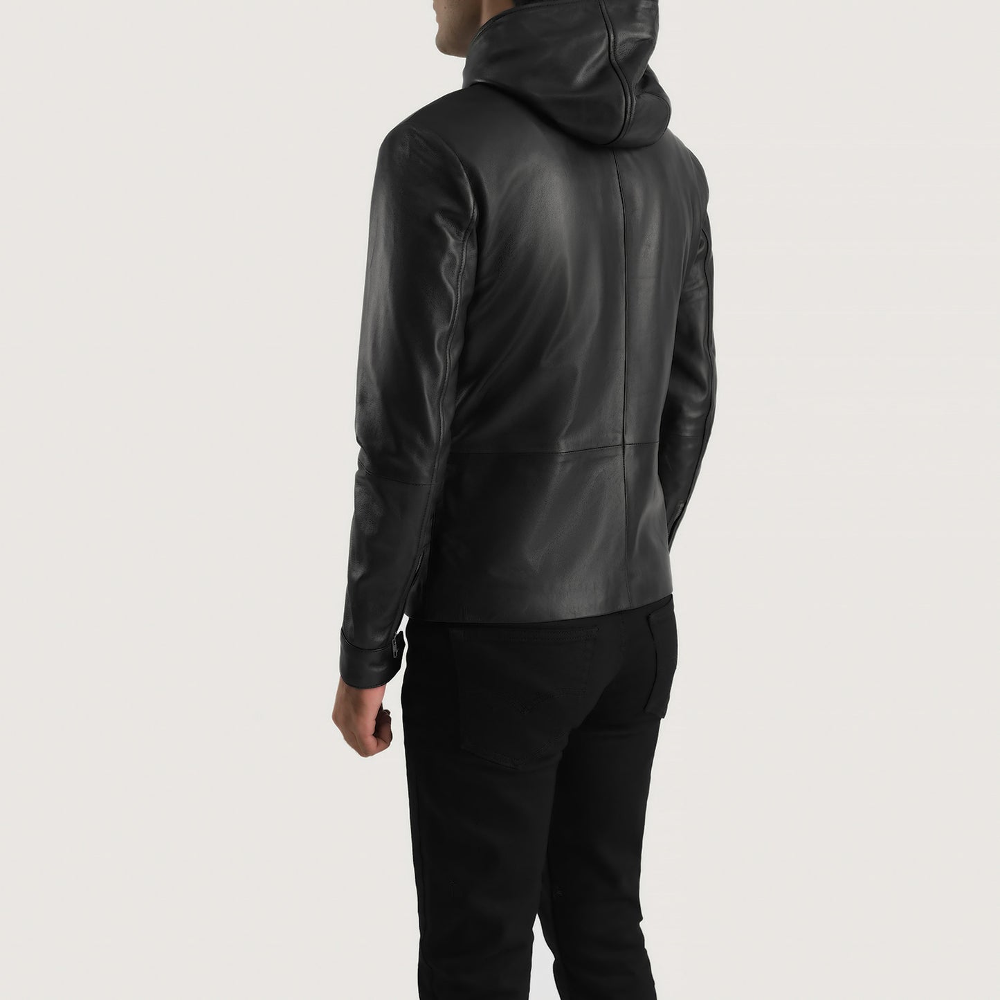 Andy Matte Black Hooded Leather Jacket