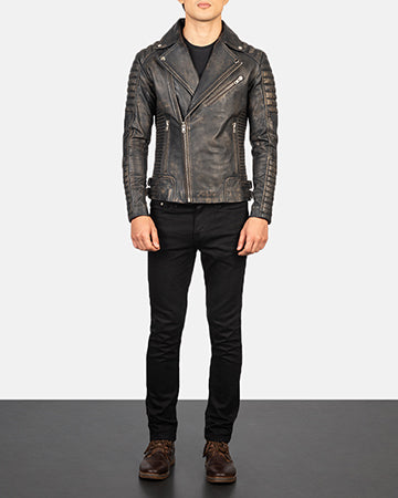 Armand Distressed Brown Leather Biker Jacket