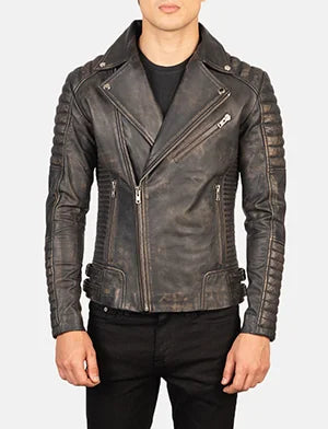 Armand Distressed Brown Leather Biker Jacket