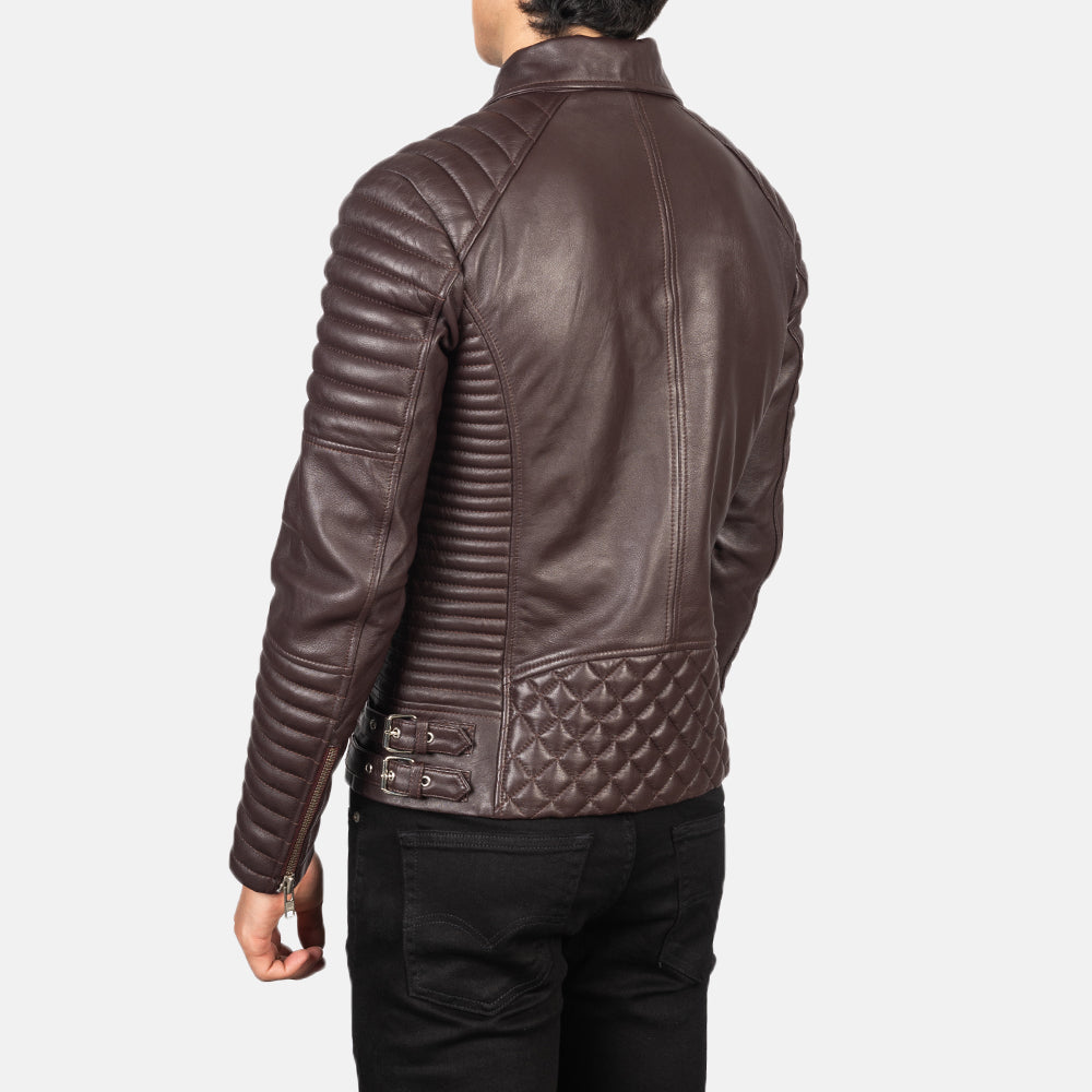 Armand Maroon Leather Biker Jacket