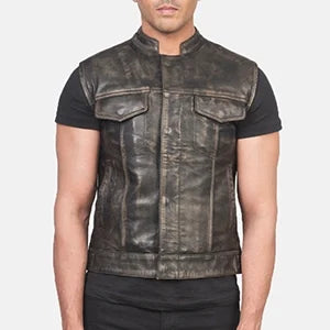 Atlas Moto Distressed Brown Leather Vest