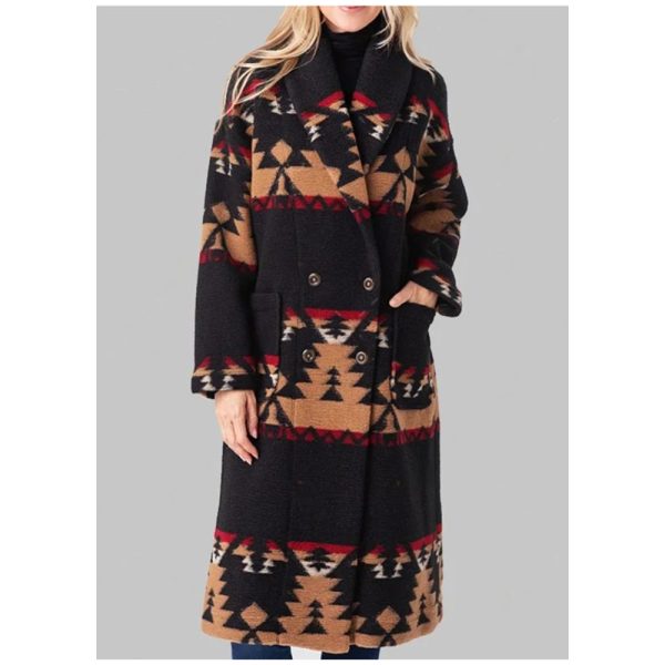 Beth Dutton Black Geometric Pattern Coat