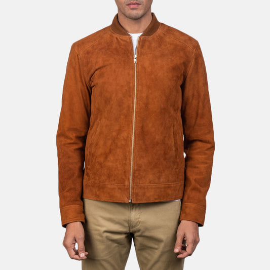 Blain Brown Suede Bomber Jacket