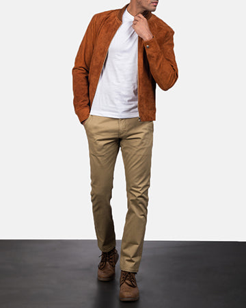 Blain Brown Suede Bomber Jacket