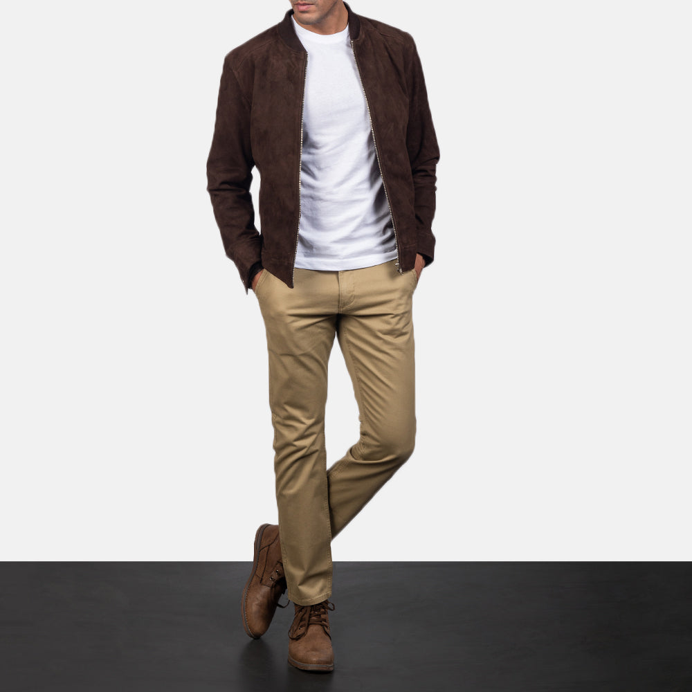 Blain Mocha Suede Bomber Jacket