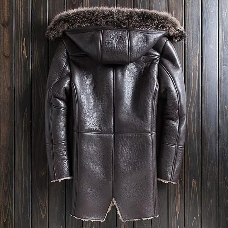 Brown Sheepskin Shearling Leather Coat for Men