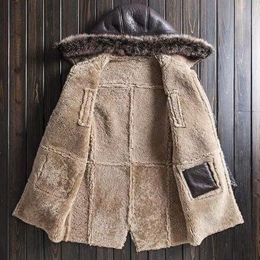 Brown Sheepskin Shearling Leather Coat for Men