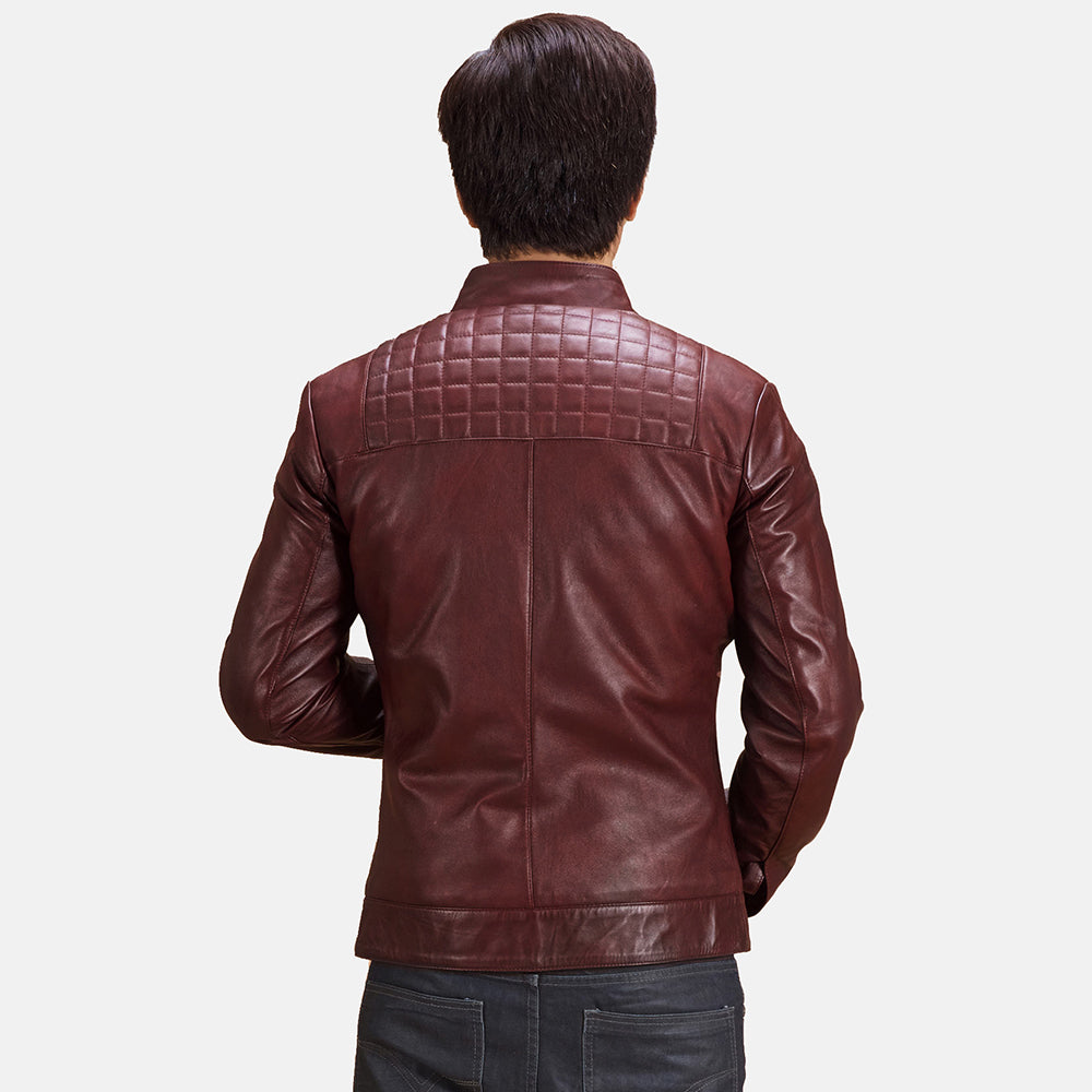 Burgunn Dee Maroon Leather Biker Jacket