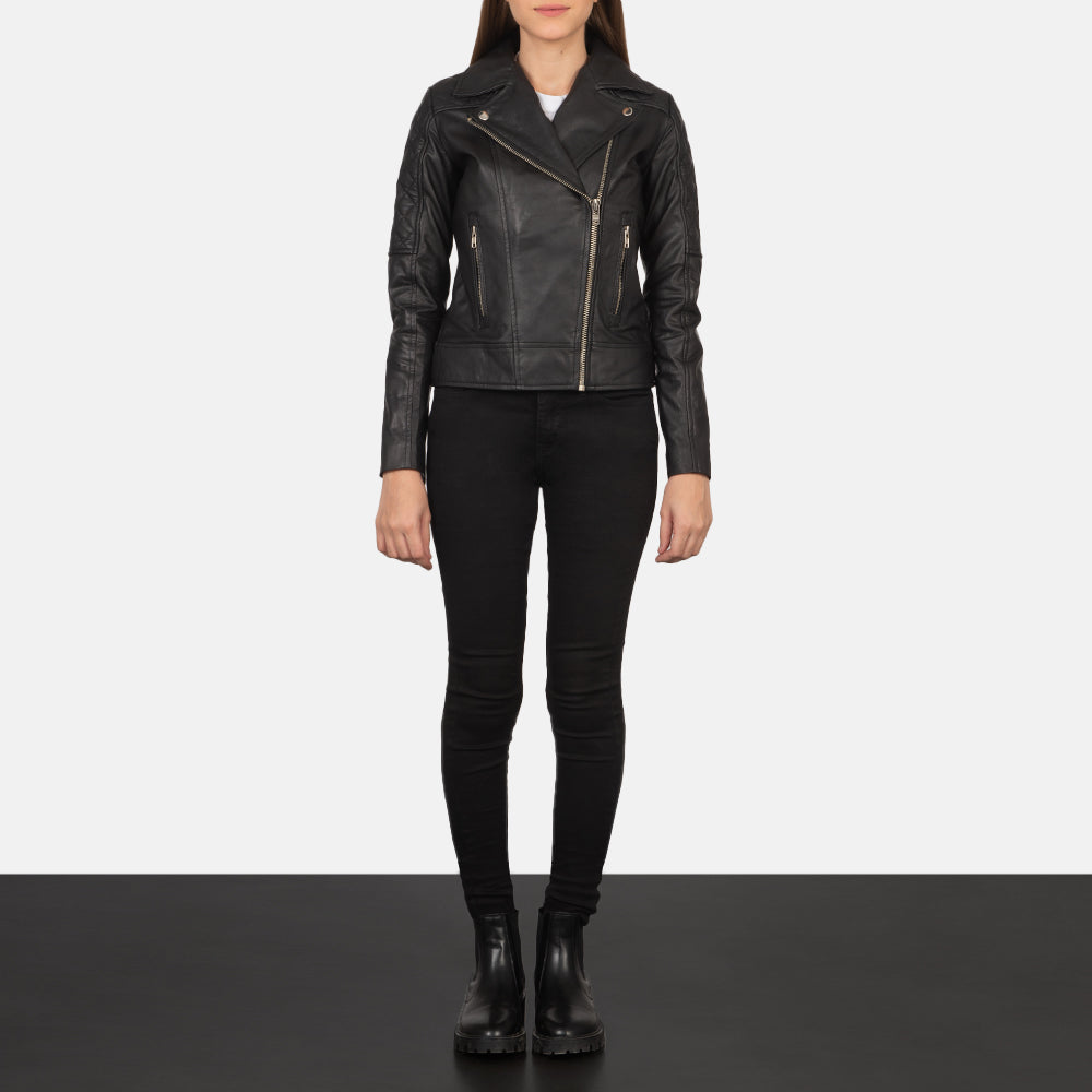 Carolyn Quilted Black Biker Jacket