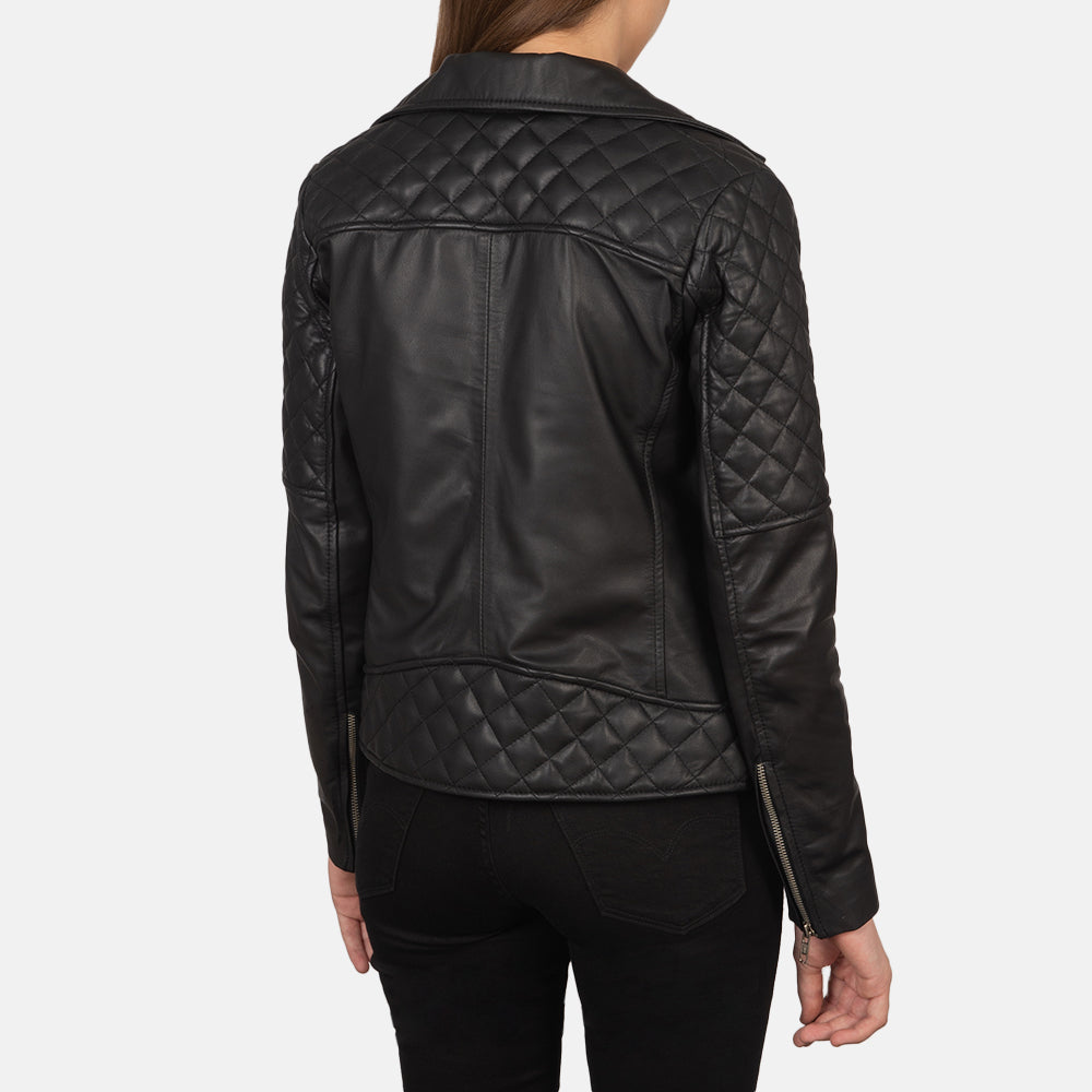 Carolyn Quilted Black Biker Jacket