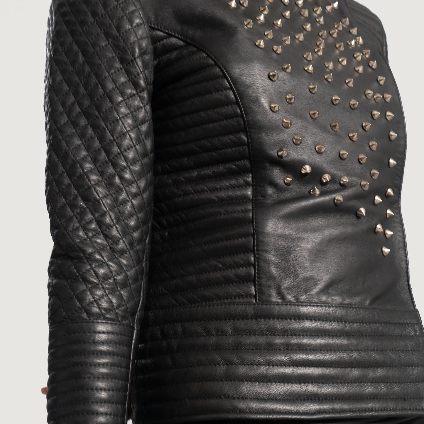 Celeste Studded Black Leather Jacket