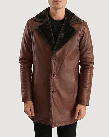 Cinnamon Distressed Leather Fur Coat