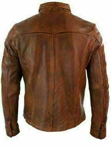 Classic Waxed Leather Button Down Biker Western Jacket