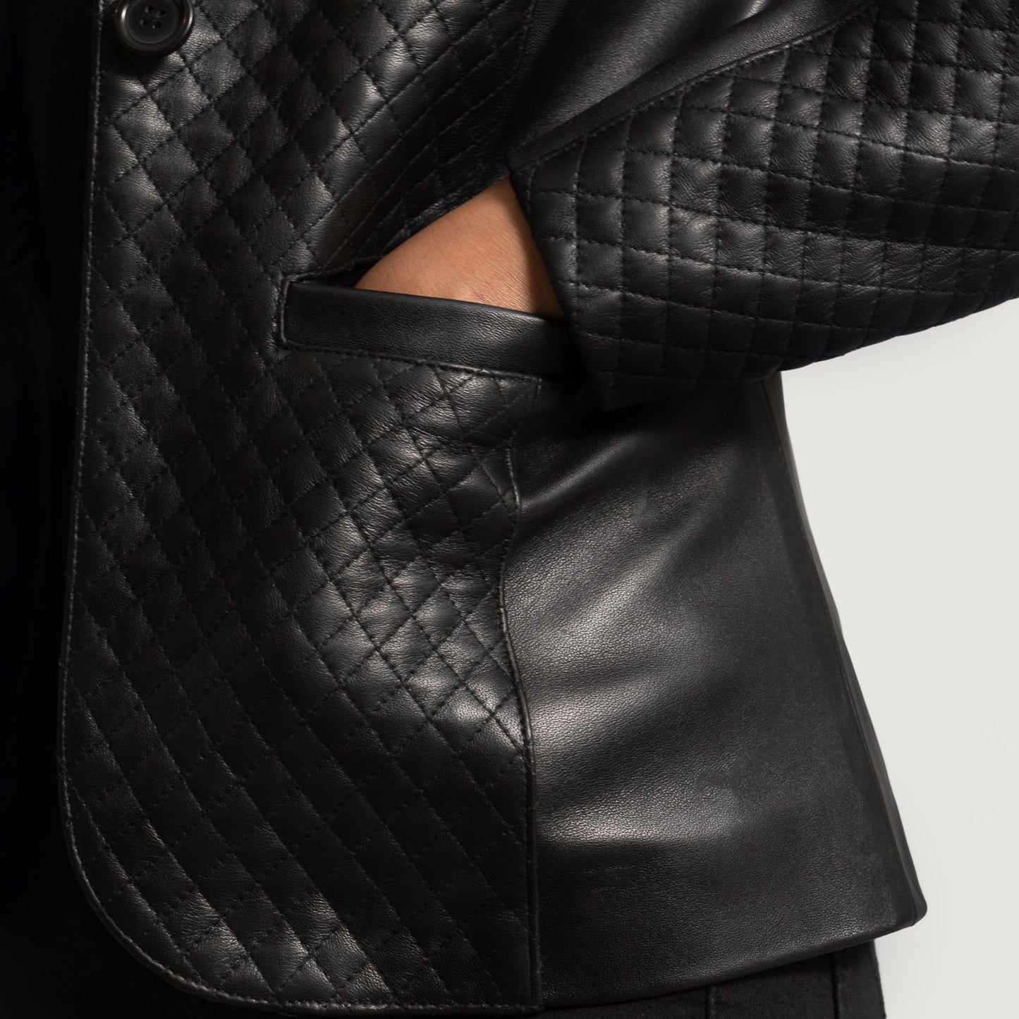 Cora Quilted Black Leather Blazer