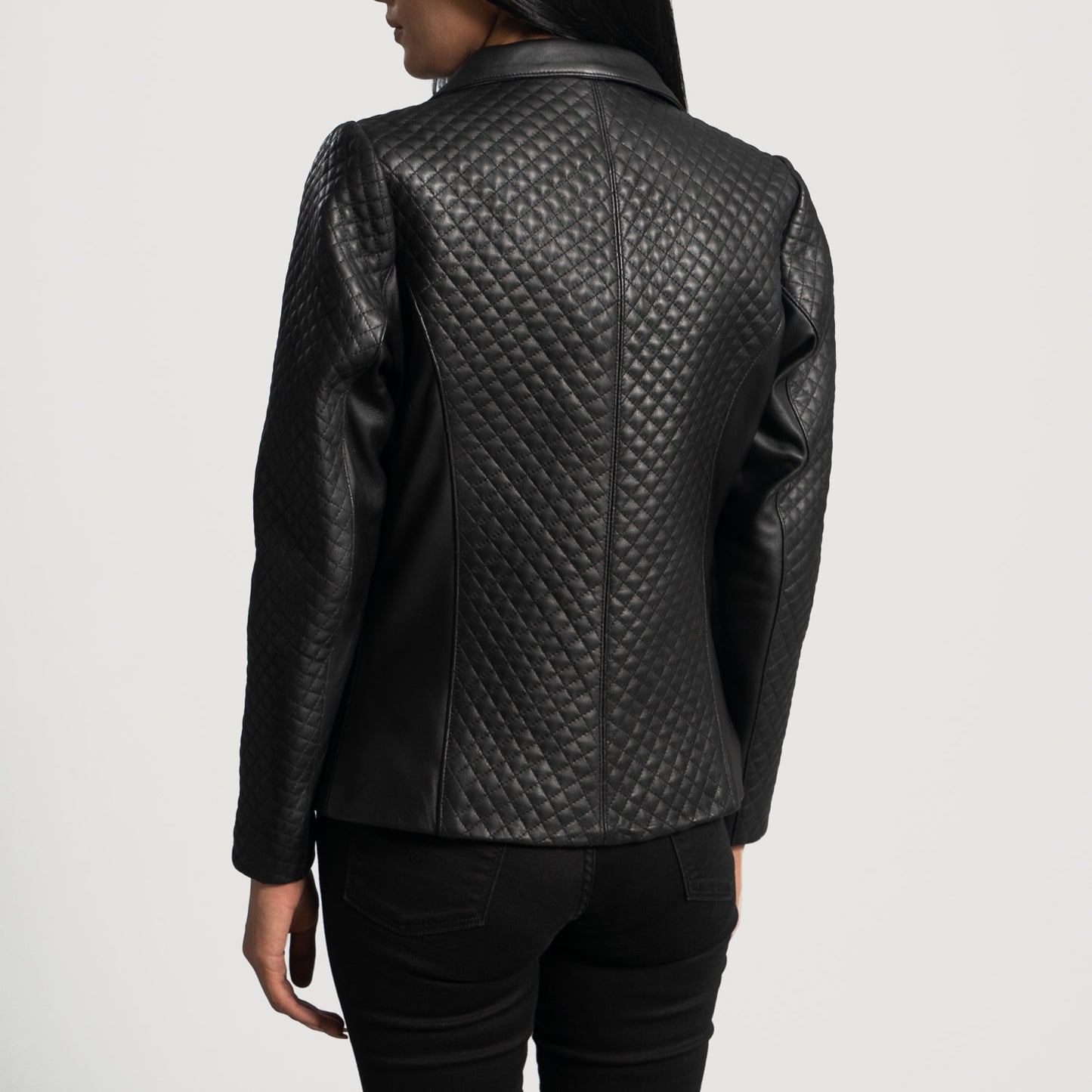 Cora Quilted Black Leather Blazer