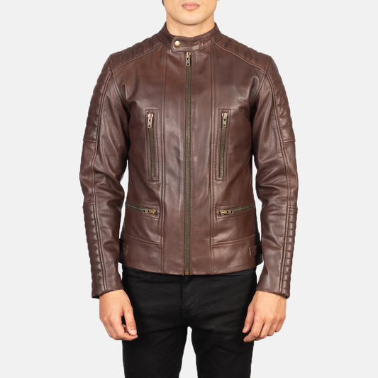 Damian Brown Leather Biker Jacket