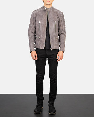 Damian Grey Suede Biker Jacket