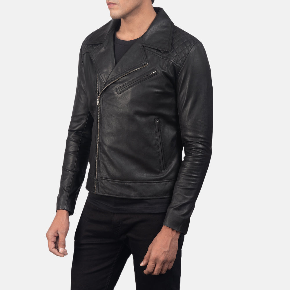 Danny Quilted Black Leather Biker Jacket