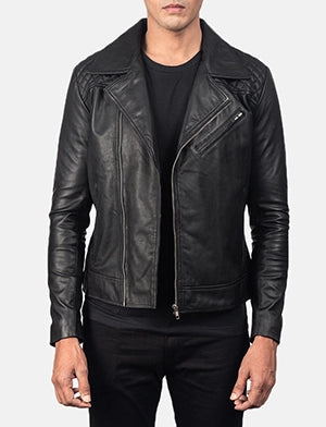 Danny Quilted Black Leather Biker Jacket