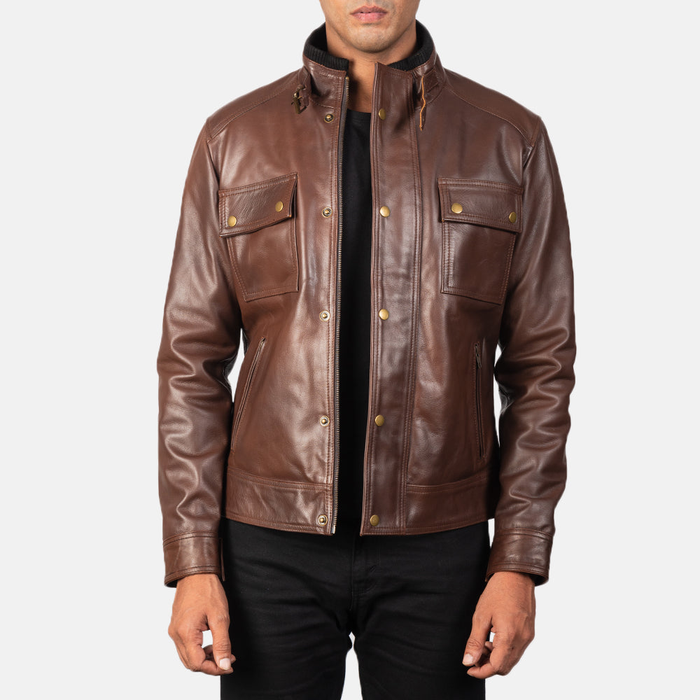 Darren Brown Leather Biker Jacket