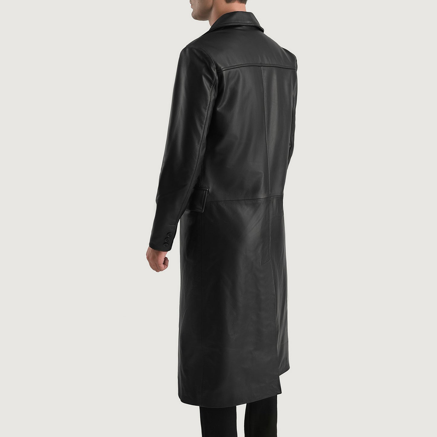 Delmar Black Leather Double Breasted Coat