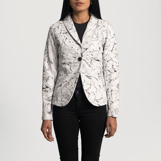 Donna Blake White Leather Blazer