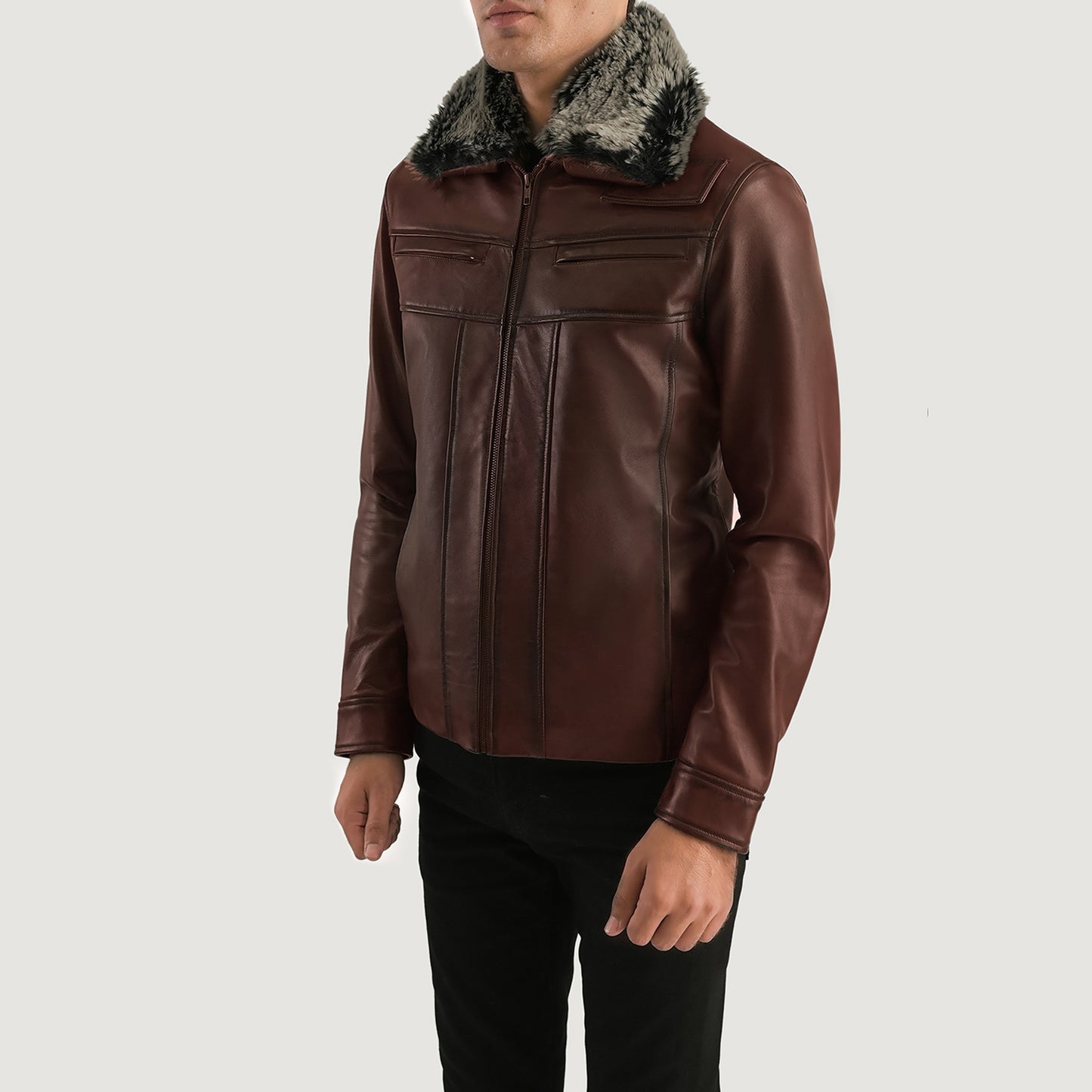 Evan Hart Fur Brown Leather Jacket