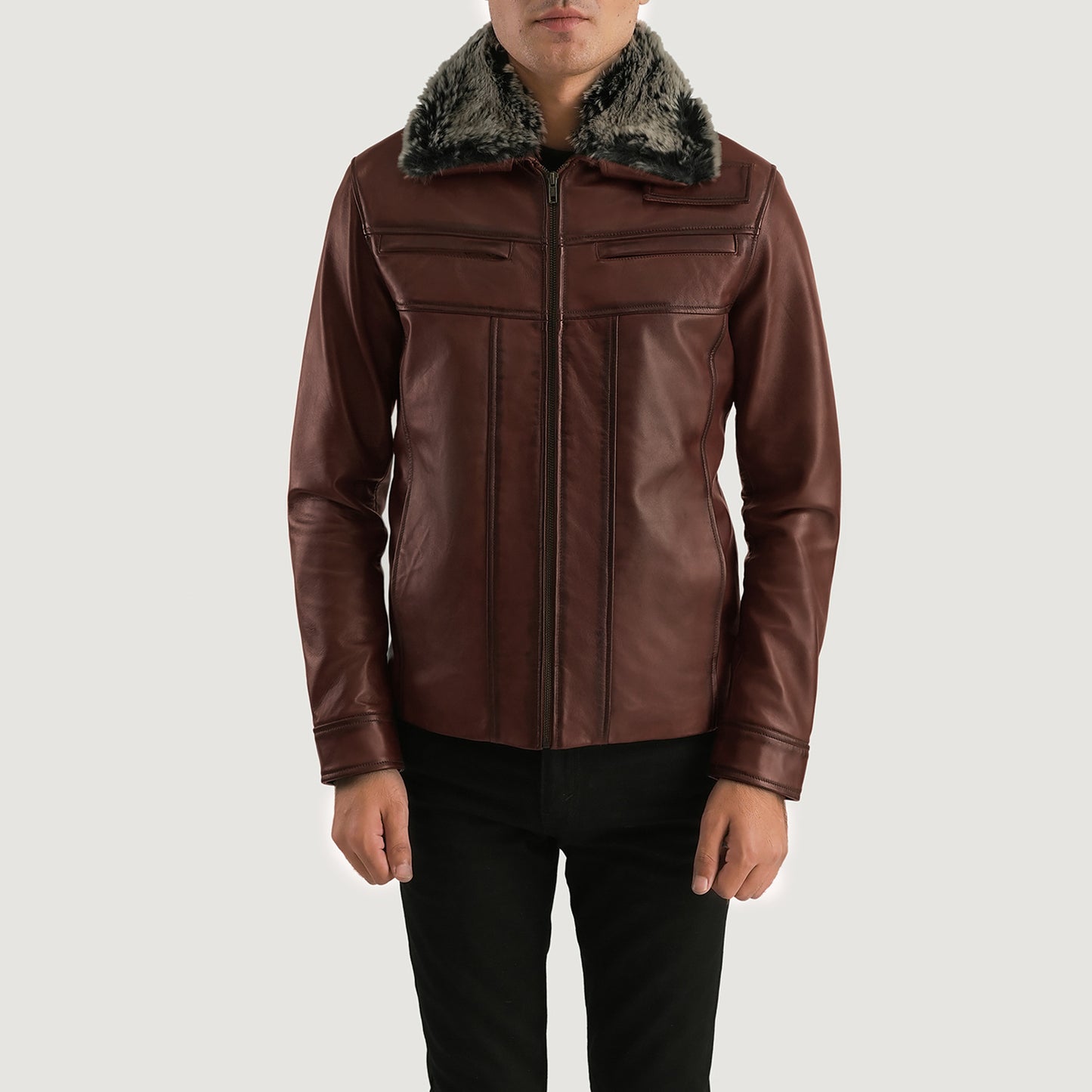 Evan Hart Fur Brown Leather Jacket